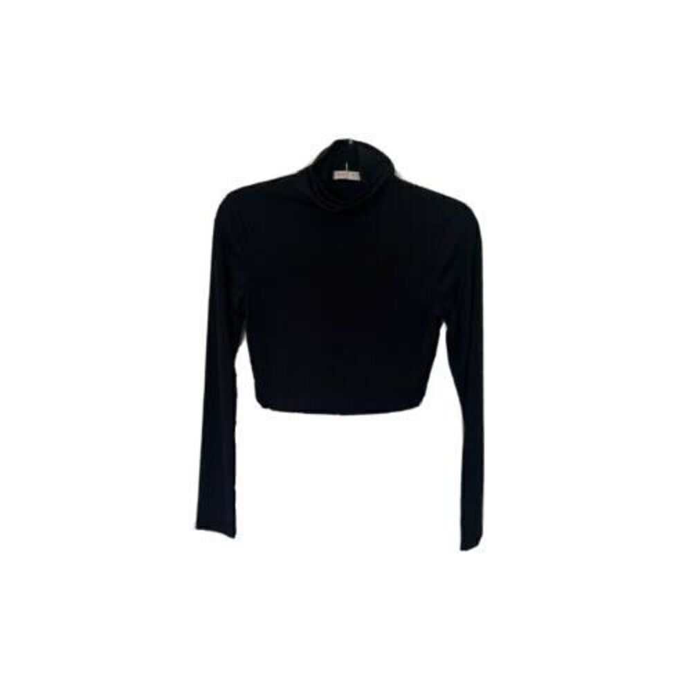 Romwe Women’s Cowl Neck Black Crop Top Size L NWT - Picture 2 of 5